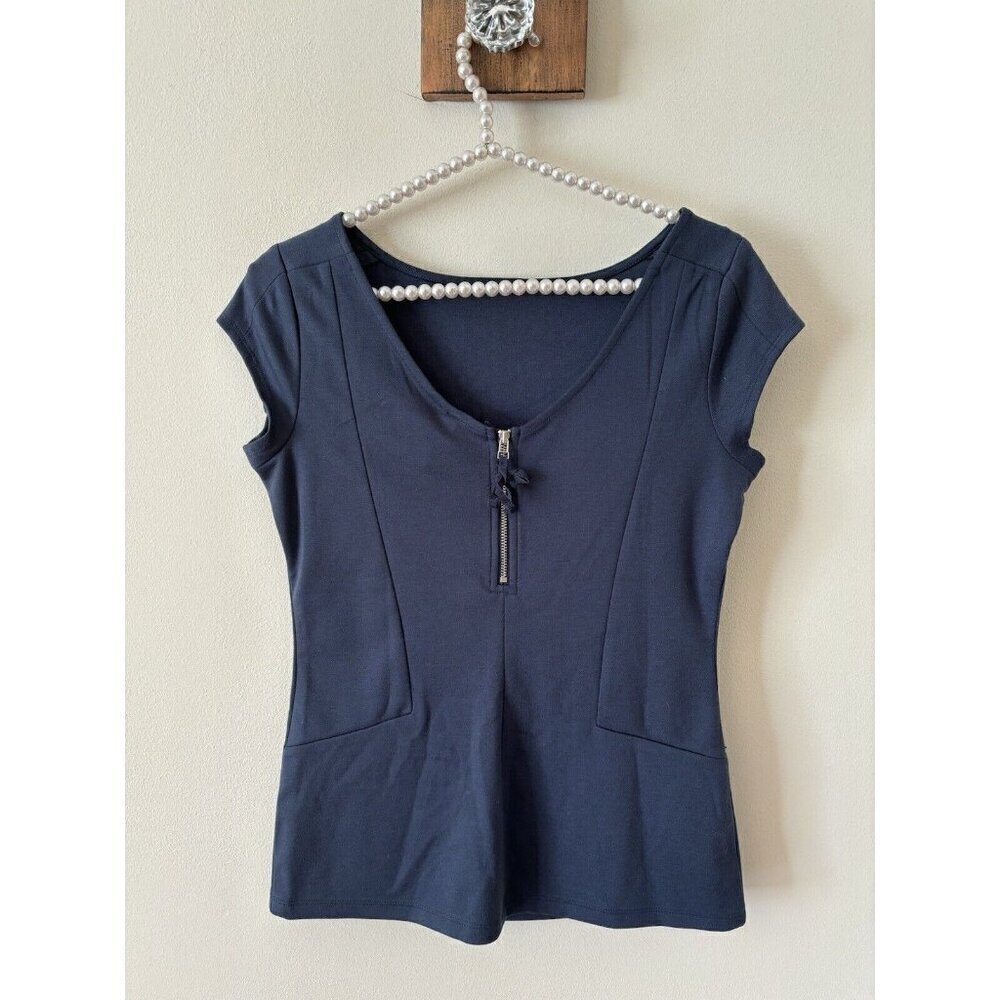 Nwt The Limited Luxe Collection Size Xs Blue Top Cap Sleeve Back Zip — image 4 of 6